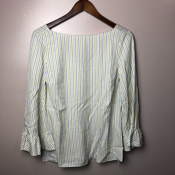 NWOT Massimo Dutti Bell Sleeve Striped Blouse 4 - Picture 2 of 8